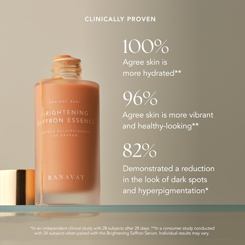 RANAVAT Radiant Rani Brightening Saffron Facial Essence - Hydrating Milk Toner Formulated with Niacinamide & Squalane to Moisturize & Calm Skin - Helps Improve the Appearance of Dark Spots (100ml)