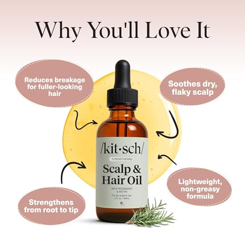 Kitsch Rosemary Oil for Hair Growth -With Castor Oil, Biotin & Jojoba- 60mL