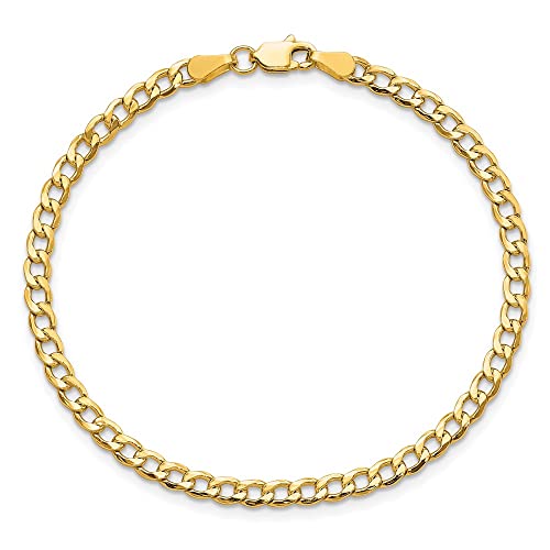 IceCarats 14K Yellow Gold 3.35mm Curb Chain Link Bracelet Anklet, 10 inch