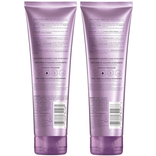 L'Oreal Paris Volume Sulfate Free Shampoo and Conditioner for Color-Treated Hair, EverPure, 8.5 Fl Oz (Set of 2)