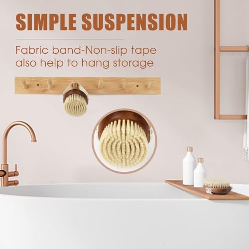 SAMEBUTECOBody Brush Solid Acacia Wood Boar Long Bristles Bath Brush for Skin Exfoliation,Lymphatic Drainage Improvement Oval Shape Dry Brush Comfort to Hold Works