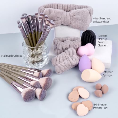 MAANGE Makeup Brushes 51 Pcs Makeup Kit, Multi-functional Makeup Tool Set with Makeup Brush Foundation Brush Make up Brushes Set Bag (Champagne)