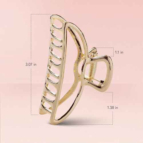 Kitsch Open Shape Metal Hair Clips for Women - Gold, 1 Pc