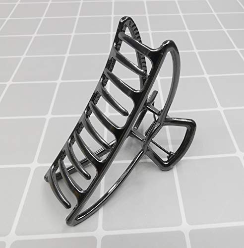 HH&LL Hair Clips, Metal Hair Claw Barrette Clamp Jaw for Women (2, Black+ Silver)