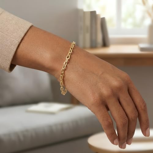 Floreo 14k Yellow Gold 3.3mm Cable Charm Link Bracelet, 7 Inch