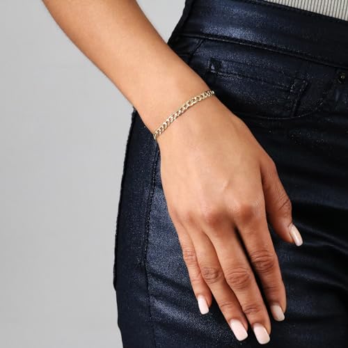 Nuragold 14k Real Yellow Gold Cuban Curb Solid Link Chain Bracelet - 5mm - 9"