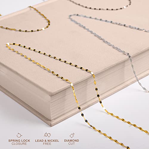 PORI JEWELERS 10K Solid Gold 2.0MM Diamond Cut Mirror Chain Necklace -Unisex Sizes 14"-30" (Yellow, 16)