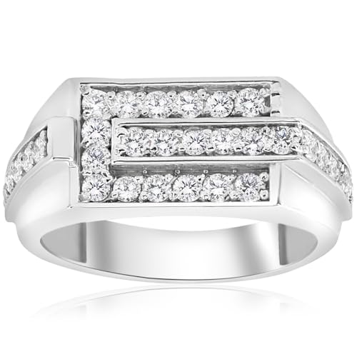 Pompeii 3/4ct Diamond Mens Wedding Ring 10k White Gold - Size 9.5