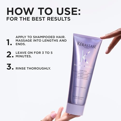 Kerastase Blond Absolu Cicaflash Hydrating Conditioner - Hair Repair For Bleached & Damaged Hair, Strengthens & Nourishes, With Hyaluronic Acid, Protects Against Breakage