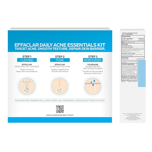 La Roche-Posay Effaclar Daily Acne Kit with Cleanser, Toner & Moisturizer