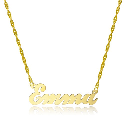 Pyramid Jewelry 10k Yellow Gold Personalized Name Necklace - Style 4 (Singapore Chain)