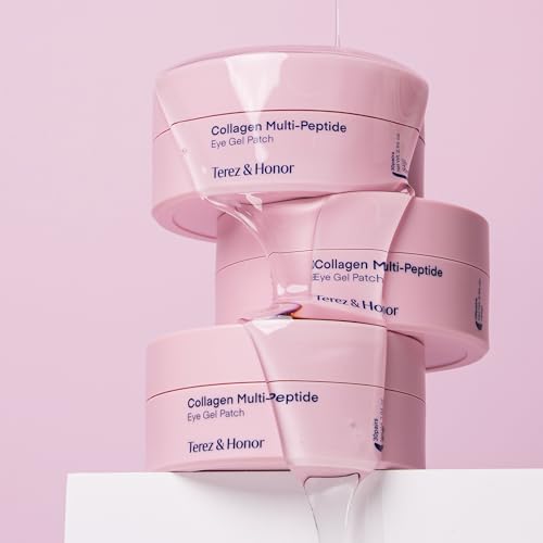 TEREZ & HONOR Peptide Collagen Under Eye Patches - 60 Korean Firming, Glowing & Hydrating Hydrogel Mask for Puffy Eyes, Dark Circles, Wrinkles, Fine Lines, Undereye Bags - Anti-Aging Eye Gel Pads