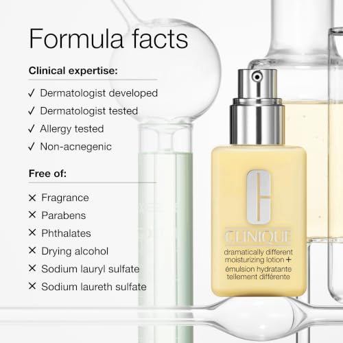 Clinique Dramatically Different Moisturizing Lotion+ | Hydrating Face Mositurizer With Glycerin and Urea | Strengthens Skin Barrier | Step 3 in 3-Step Skin Care Routine, 4.2 Fl Oz