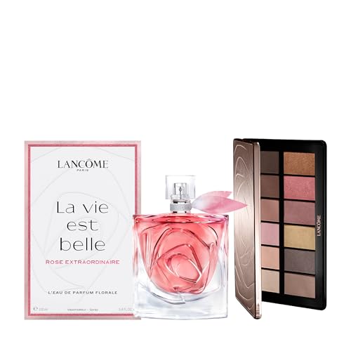 Lancôme Women's Perfume & Makeup Gift Set - La Vie est Belle Rose Extraordinaire Eau de Parfum & Eyeshadow Palette Bundle, Includes Feminine Floral Fragrance & Blendable Gold Eyeshadow Palette