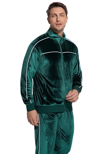 BASICDOT Mens Velour Tracksuit 2 Piece Set Jogging Suit Full Zip Sweatsuit Outfit with Track Suit Jacket and Pants 51340-XXL