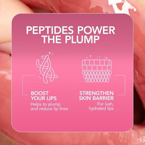 Buxom Plump Shot Peptide Lip Serum - Lip Plumper Gloss for Women with Peptides, Hyaluronic Acid & Glycerin - Volumizing Makeup for Fuller, Smoother Pout - Clear (0.14 oz)
