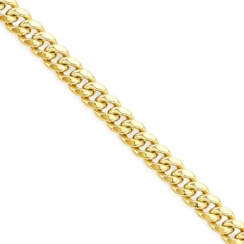 14k REAL Yellow Gold 12mm Hollow Miami Cuban Chain Bracelet with Box Lock Clasp - 9"