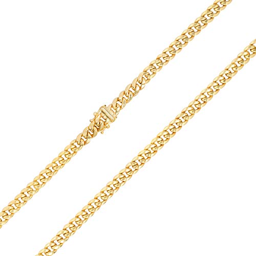 Nuragold 10k Real Yellow Gold Miami Cuban Link 5mm Chain Italian Necklace - 24"