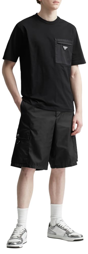 Prada, Mens Nylon Cargo Shorts, 36, Black