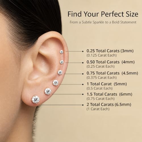 14K Yellow Gold 1/4 Carat Lab Grown Diamond Stud Earrings for Women