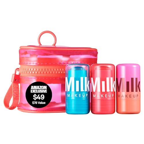Milk Makeup Skincare Jelly Gift Set – Hydrating + Brightening Face Serums and Blush + Lip Stain in pH-Adaptive Pink – Two Full Size Serum Sticks .21oz + Travel-Friendly Jelly Tint (pHreeze) .17oz
