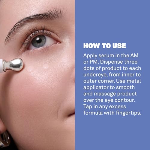 BABE ORIGINAL Eye Bright Under Eye Serum, Eye Serum for Dark Circles & Puffiness, Brightening & Hydrating Eye Treatment for Fine Lines, Peptides, Bakuchiol & Niacinamide, Cooling Metal Applicator
