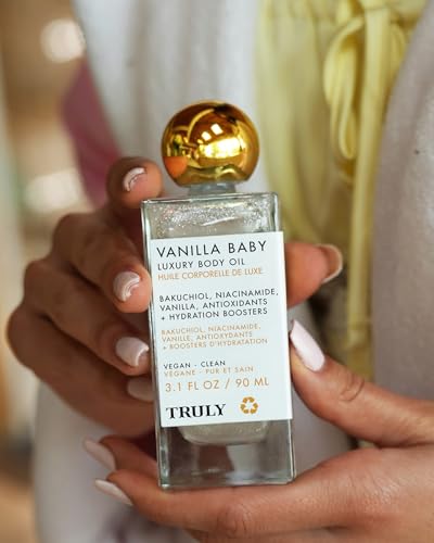 Truly Beauty Vanilla Baby Luxury Body Oil | Hydrating Shimmer Oil for Glow