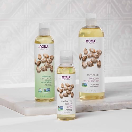 NOW Foods Solutions, Castor Oil, 100% Pure Versatile Skin Care, Multi-Purpose Skin Softener, 16-Ounce