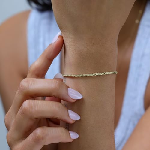 Nuragold 10K Real Yellow Gold Square Franco Box Chain Wheat Bracelet - 2mm,7"