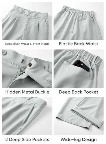 JMIERR Mens Baggy Casual Dress Pants Lightweight Pleated Old Money Wide Leg Pants Loose Relaxed Fit Trousers