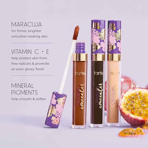 tarte maracuja creaseless full-coverage concealer – Waterproof Longwear with Vitamin C to Hydrate look of Dark Circles, Blemishes & Discoloration, Vegan & Cruelty-Free, full size, light-medium neutral