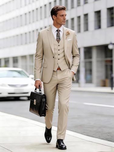 Wangyue Men 3 Piece Suit Sage Green Suits for Men Dinner Party Tuxedo Wedding Suit Groom Groosman, L