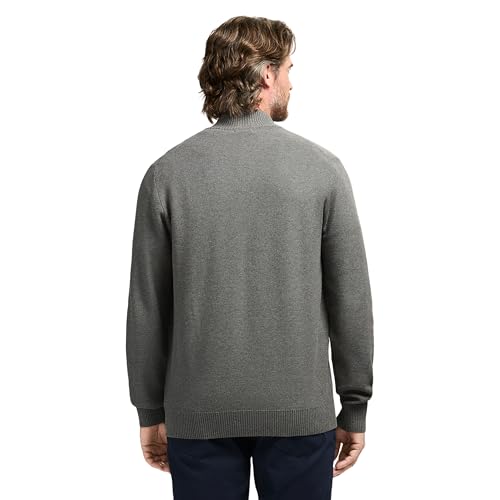 Izod Men's Luxury Classics Quarter Zip Sweater, Carbon Heather Honeycomb, Small