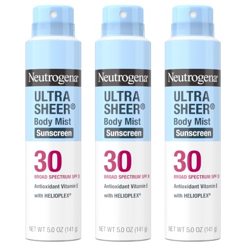 Neutrogena Ultra Sheer Sunscreen Spray SPF 30 Body Mist, 3 x 5 oz