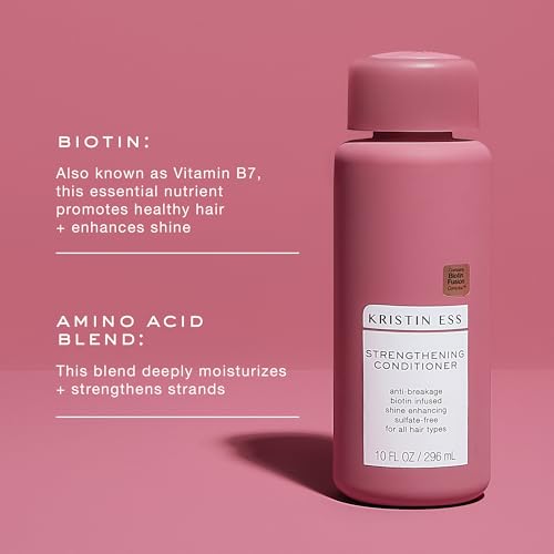 Kristin Ess Biotin Deep Conditioner - Promotes Healthy Hair Growth - Strengthen + Repair Dry Damaged Hair - Prevent Hair Breakage with Fortifying Amino Acids - Vegan, Sulfate Free, Color Safe 10oz