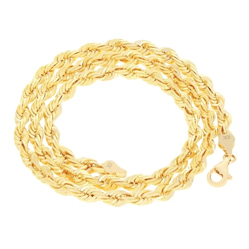 Nuragold 10k Real Yellow Gold Rope Chain 6mm Solid Diamond Cut Men Necklace - 26"