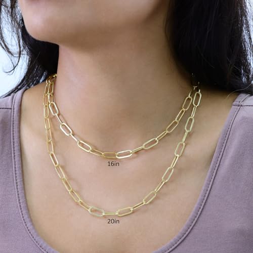 Nuragold 14k Real Yellow Gold 6mm Paperclip Chain Cable Link Necklace - 16"