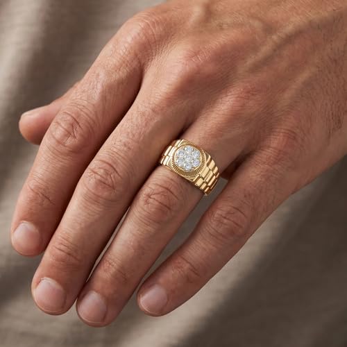 Pompeii 3/4ct Diamond Mens Ring 14K Yellow Gold - Size 12