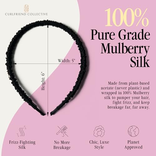 Curlfriend Collective Onyx Comfort Curve Silk Headband for Women