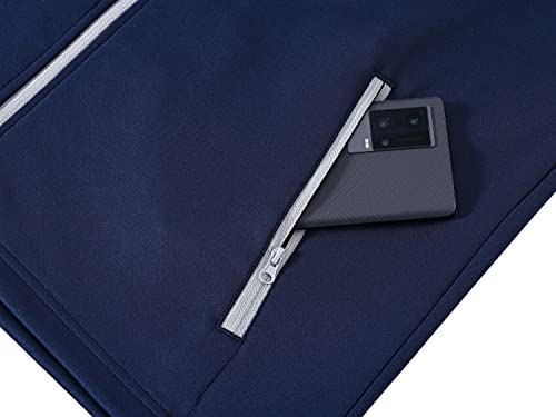 MoFiz Men's Activewear Full Zip Warm Tracksuit Sports Set Casual Sweat Suit Jogger Running 2 Piece Outfits Navy&Light Gray XL