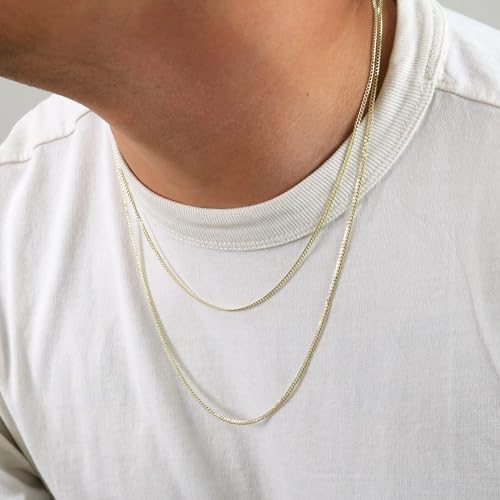 Nuragold 14k Real Yellow Gold Cuban Curb Solid Link Chain Necklace - 2mm - 20"