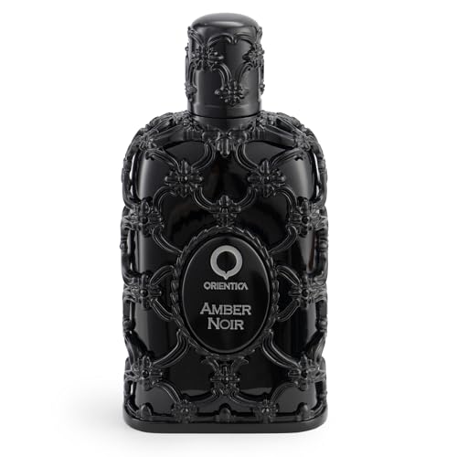 Orientica Luxury Amber Noir Eau De Parfum 2.7oz/80ml - Spicy Mens Cologne with Notes of Elemi, Fig, Carrot, Cedar, Musk - Woody Arabic Perfume for Men & Women - Perfumes Arabes Para Hombres y Mujer