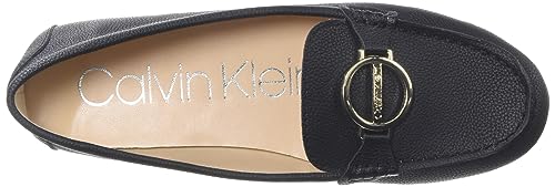Calvin Klein Women's Layne Loafer Flat, Black Leather 967, 9