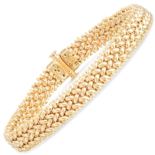 Floreo 14k Yellow Gold 8.8mm Rice Mesh Bracelet, 7 Inch