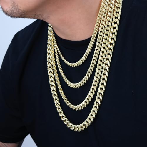 Nuragold 14K Real Yellow Gold Miami Cuban Lightweight Link Chain Necklace 16"-30" (3mm-12.6mm) Italian Jewelry for Men & Women - 3mm,20"