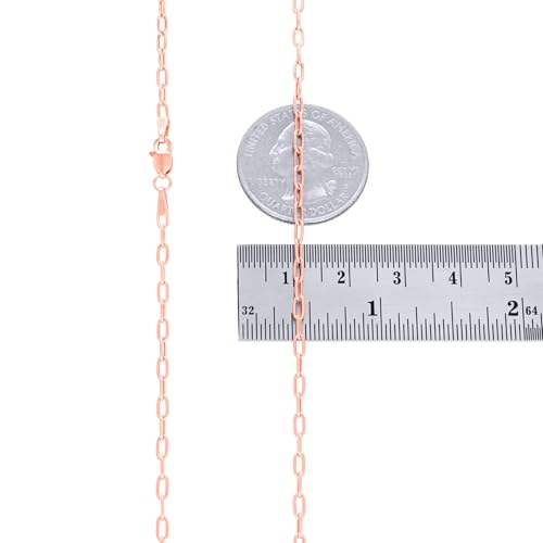 Nuragold 10k Real Rose Gold Paperclip 2mm Elongated Cable Link Necklace (16"-24") Dainty Italian Jewelry for Men & Women - 24"