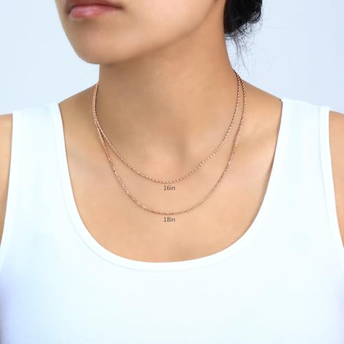 Nuragold 10K Real Rose Gold Rope Chain Diamond Cut Necklace (1.5mm-6mm) - 1.5mm,18"