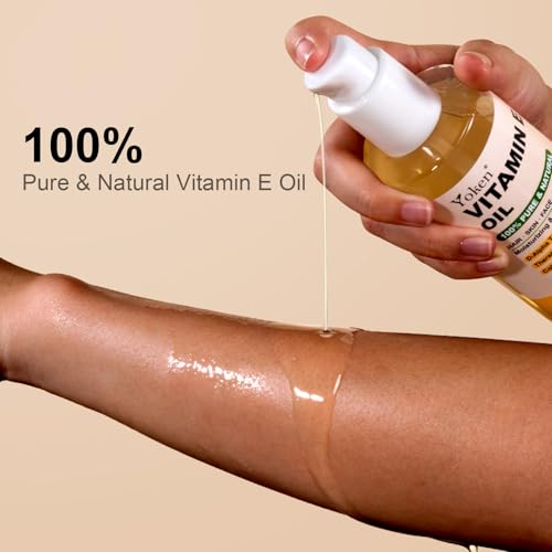 Yoken Vitamin E Oil for Skin Face Body 8 Oz Cold Pressed Vitamine Body oils