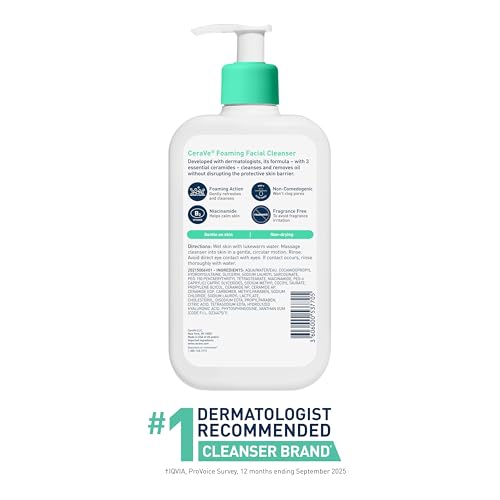 CeraVe Foaming Facial Cleanser, Face Wash for Oily Skin, 16fl oz