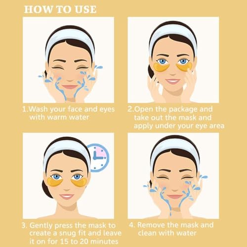NIYET 30 Pairs Under Eye Collagen Patches, Gold Moisturizing Under Eye Mask, Under Eye Gel Pads for dark circles and puffiness